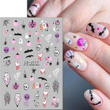 JMEOWIO Adesivo per unghie Halloween Süßer Geisterkürbis 9 Blatt Nail Art Sticker Selbstklebend Nagelaufkleber Dekoration Nageldesign Zubehör