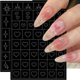 6 Fogli Modello Aerografo Adesivi per Unghie, Farfalla Fiamma Stelle Cuore Stelle Adesivi per Unghie Stampa Stencil Strumento Nail Art Adesivi Autoadesivi per Donne Nail Art Design Adesivi