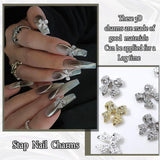 30 fiocchi per unghie in metallo, fiocchi color oro argento grigio, accessori per unghie, decorazioni per unghie per donne e ragazze, design per nail art