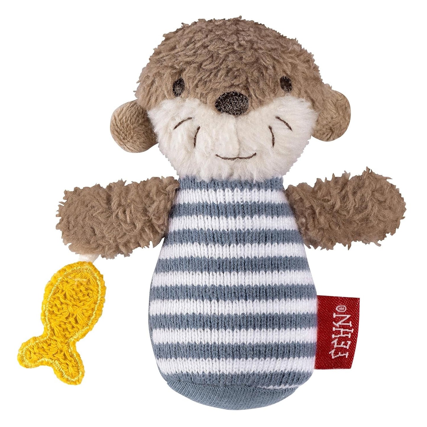 Mini lontra a sonagli Fehn - mini giocattolo da afferrare per scuotere, palpare e giocare con un animale di stoffa morbido e tenero - un compagno fedele per neonati e bambini da 0 mesi in su Baby Toys Naty Shop Lontra