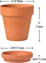Hollyone Set di 8 fioriere piccole in terracotta, vasi rotondi in terracotta 8x8 cm con piatto e foro di drenaggio, fioriere piccole con vassoio, vasi per piante grasse in terracotta per piante da interno, fioriere in ceramica