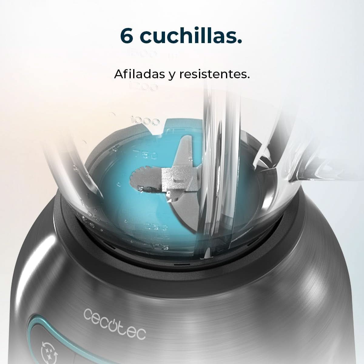 Robot da cucina Cecotec Power Black Titanium 2200MAX Smooth, 2200 W Maximale Leistung, 6 Klingen Aus Edelstahl, Funzione Ice Crush, Funzione Turbo e Smoothie, Funzione Autoclean Kitchen Naty Shop