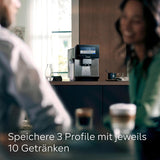 Macchina per caffè espresso automatica Siemens EQ900, ampio schermo a colori TFT, 2 contenitori di chicchi, 36 bevande calde e fredde, caffè freddo, super silenziosa, funzione due tazze, controllo app, acciaio inossidabile, TQ907D03
