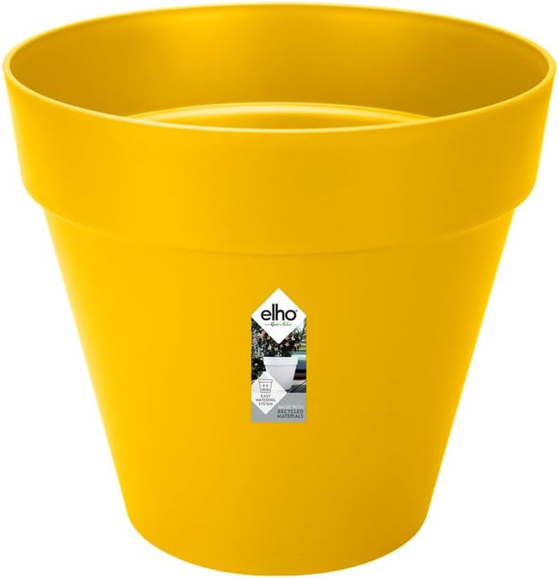 elho Loft Urban Round 40 - Vasi da fiori da esterno - 100% plastica riciclata - Ø 38,5 x H 35,3 cm - Giallo/Ocra