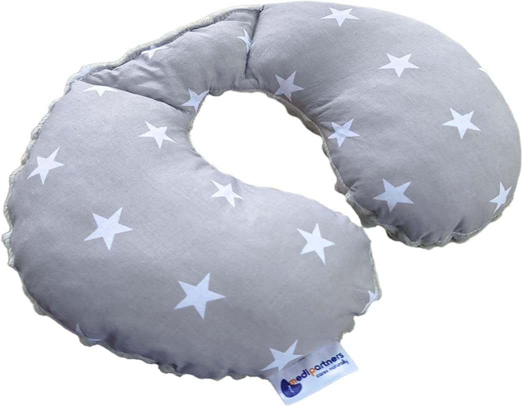 Medi Partners Cuscino per il collo del bambino Supporto per il collo 100% cotone / minky cuscino per il collo del bambino per auto passeggino viaggio viaggio sonno cuscino per il collo snooze roll (REH con Minky grigio) Cuscini ortopedici cervicali Naty Shop Stars con Minky grigio