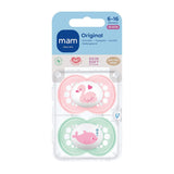 Ciucci MAM originali | Lunedì 6-16 | Ciucci per bambini | Accettato dal 94% | Adatto per l'allattamento al seno | Consigliato dalle ostetriche | Amico dei denti | Pelle morbida in silicone | Cigno/Delfino | Confezione da 2