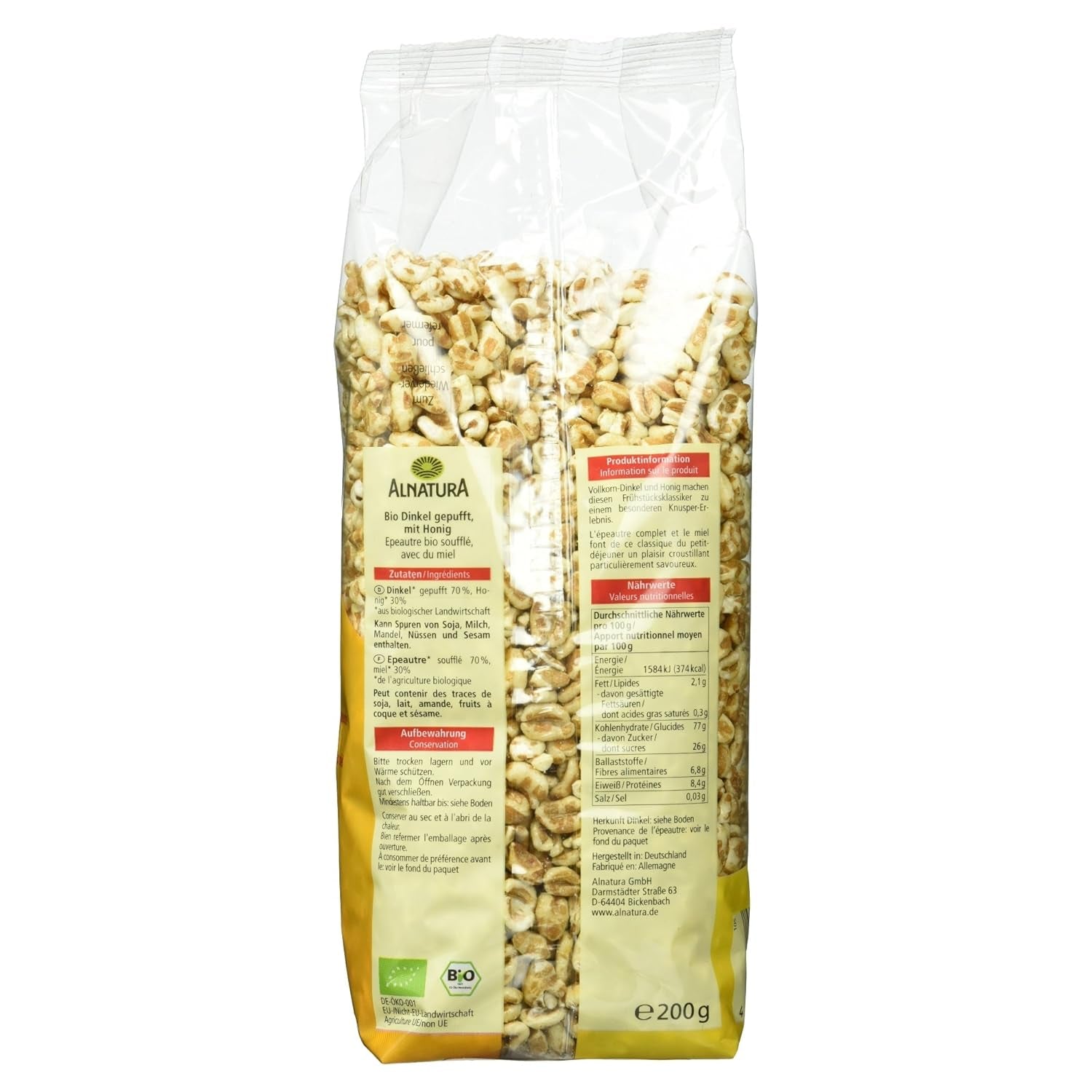 Bio Dinkel Gepuft, 200G Cereal Naty Shop