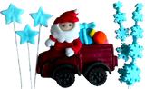 Set di 6 decorazioni commestibili in pasta di zucchero, Natale, Auto di Babbo Natale, stelle e fiocchi di neve Decorazioni in Pasta di Zucchero Naty Shop