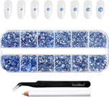 Beadsland 2500 pezzi di vetro per nail art strasssteine ​​​​Kristall Flatback Edelsteine ​​​​Runde, ​​für Handwerk Gemischt 8 Größen SS4 ~ SS30 con picking Pinzette e Stift (Kristall Weiss)