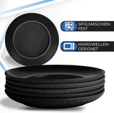 MIAMIO - Set di stoviglie/piatti moderni in ceramica per 6 persone, collezione Palmanova (Nero, Piatti grandi (6x))
