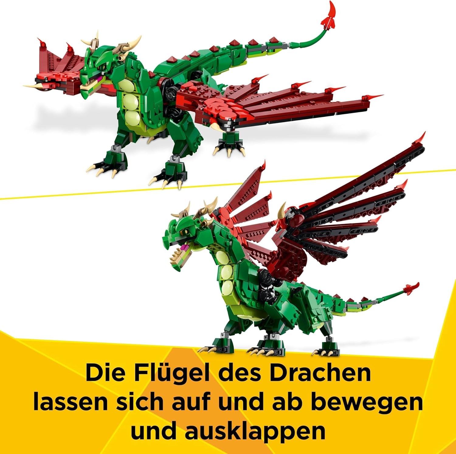 LEGO Creator 3In1 Drago Verde - Giocattolo - Si trasforma in serpente marino o fenice - Giocattolo da costruzione per animali per bambini - Regalo per ragazzi e ragazze a partire da 9 anni 31161 Set da costruzione Besuche den LEGO-Store