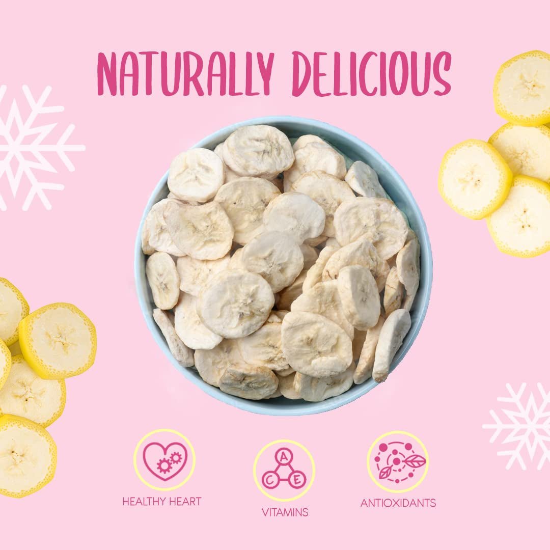 Banana a fette liofilizzate 100g - chips di banana liofilizzata - frutta secca liofilizzata - fette di banana essiccata per decorazioni, snack, frullati e dessert Prodotti disidratati Naty Shop