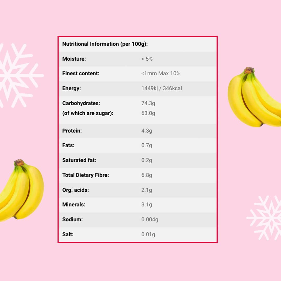 Banana a fette liofilizzate 100g - chips di banana liofilizzata - frutta secca liofilizzata - fette di banana essiccata per decorazioni, snack, frullati e dessert Prodotti disidratati Naty Shop