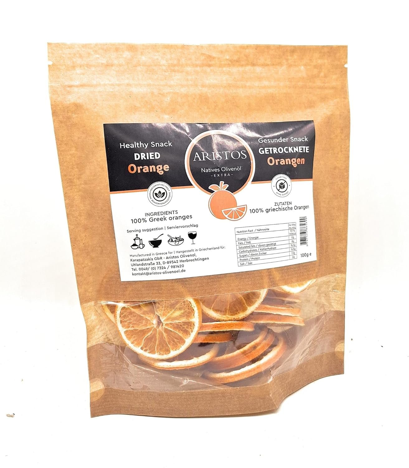 Fette di frutta secca - fette di arancia per cocktail e tè freddi, tè, vin brulè o succhi di frutta e punch per bambini Prodotti disidratati Naty Shop Default title