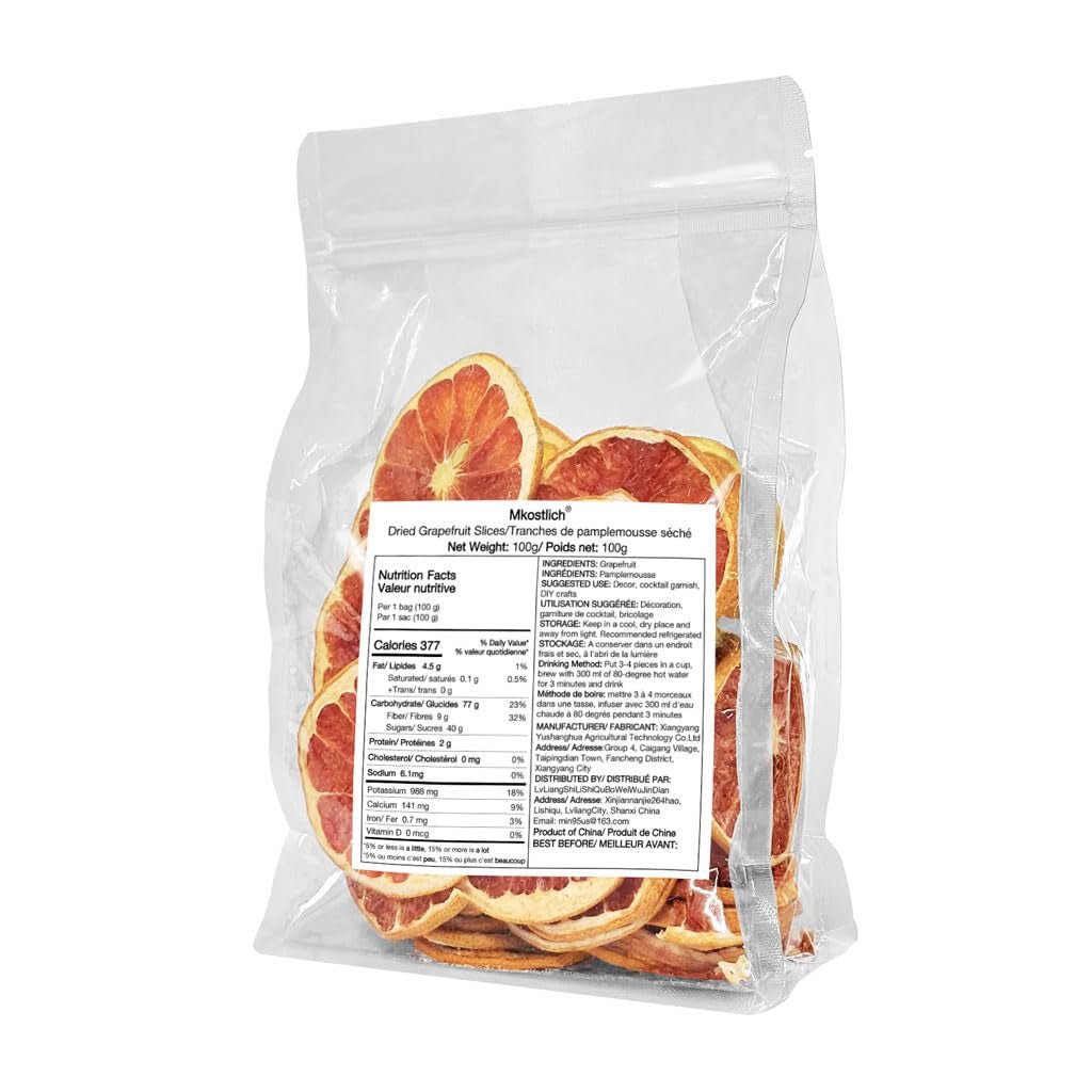 Fette Di Pompelmo Secco, Pompelmo Disidratato, Riempitivo Vaso, Decorazioni Natalizie, Fette Di Pompelmo Rosso, Fette Di Frutta Secca Per Tè, Senza Zuccheri Aggiunti (100g (1 Confezione)) Naty Shop Prodotti Disidratati