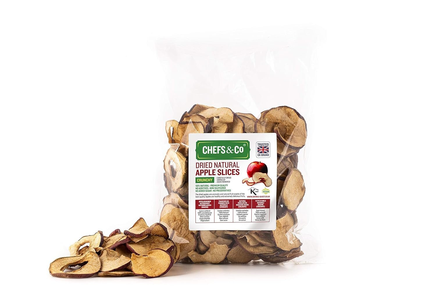 Fette di mela secca 250g | Frutta intera naturale al 100% | senza guscio | senza semi | senza additivi | non solforato | prodotti disidratati Naty Shop senza zuccheri aggiunti
