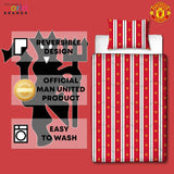 Piumino singolo ufficiale Manchester United FC, reversibile, rosso e bianco, senza copertura, trapunta da calcio, federa, lavabile, perfetto per viaggi, pernottamenti, piumini e trapunte da 10,5 Tog Naty Shop