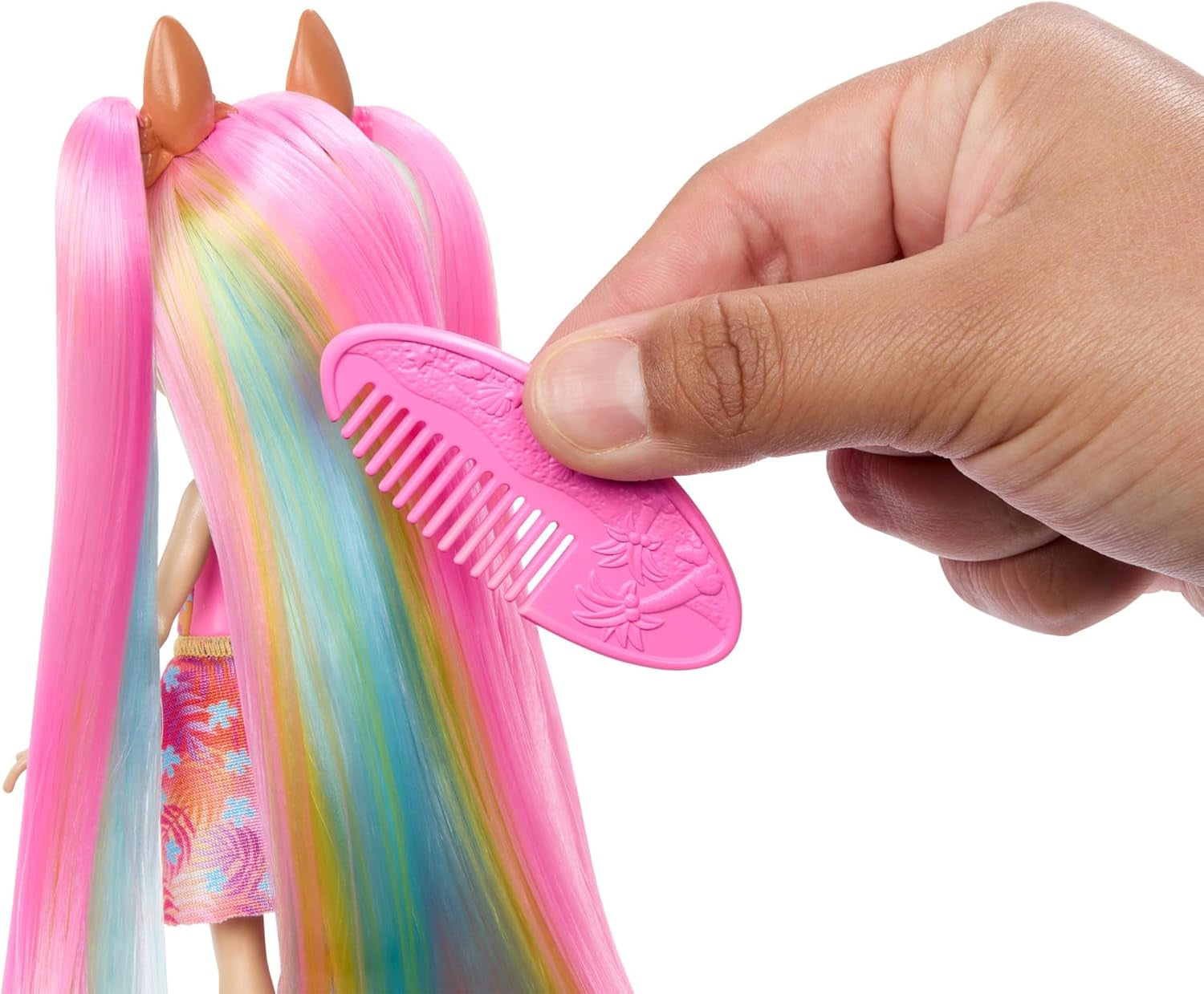 Bambole Enchantimals, Bambola Deluxe con Capelli Sunshine Beach e Amico Animale, Bambola Piccola con Gonna Staccabile e Accessori, Regali per Bambini, HTJ70 Naty Shop Dolls