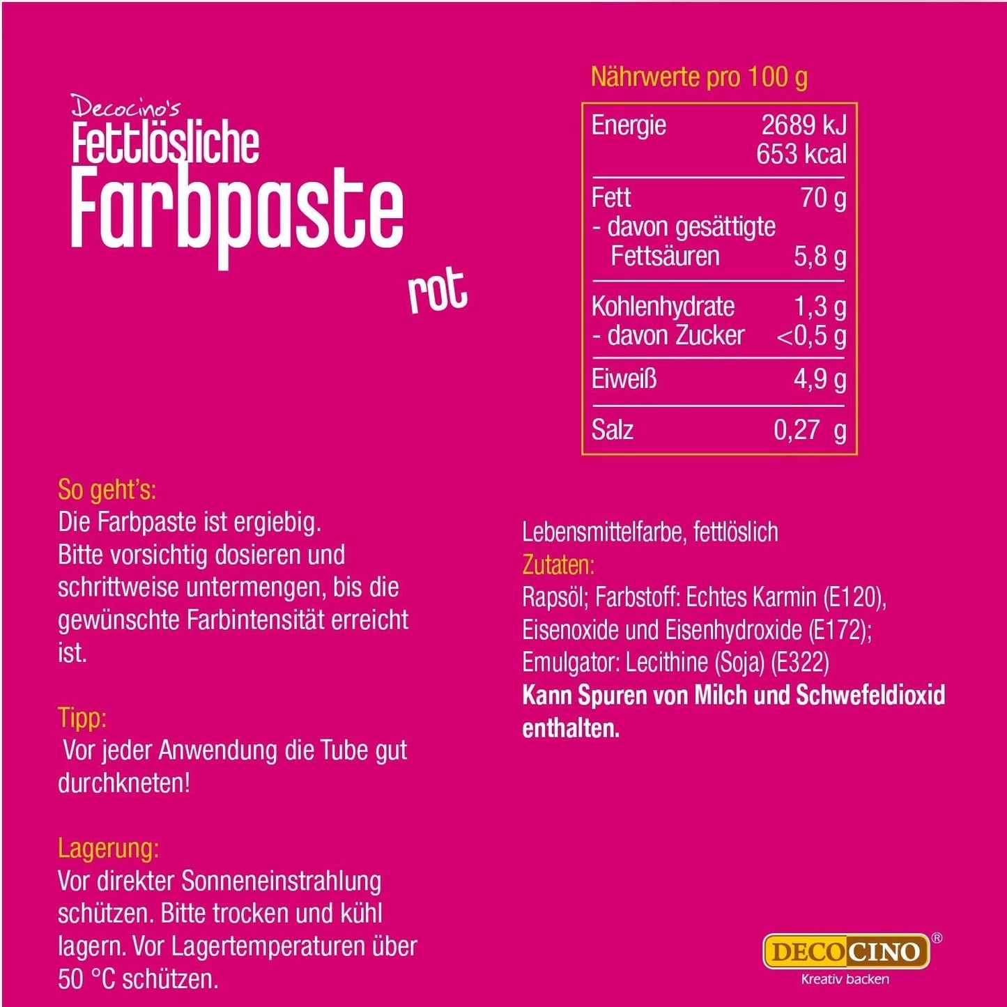 DECOCINO Pasta colorante liposolubile rossa - 15 g - Colorante alimentare a base di olio, ideale per colorare cioccolato, crema al burro, fondente o pasta per biscotti (Confezione da 3)