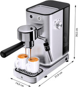 Macchina per caffè espresso WMF Lumero, portafiltro, 1400 watt, portafiltro, 3 inserti, per 1-2 tazzine di caffè espresso, incluse capsule, 15 bar, portabicchieri, montalatte, acciaio inossidabile opaco
