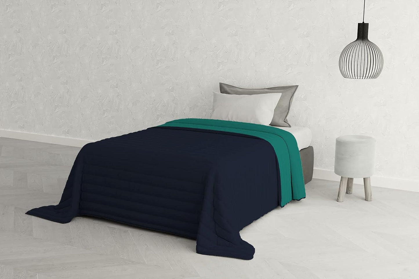 Biancheria da letto italiana Estivo letto singolo, lino, Aqua, 170 X 270 Cm Piumini e trapunte Naty Shop Aqua 170 X 270 Cm