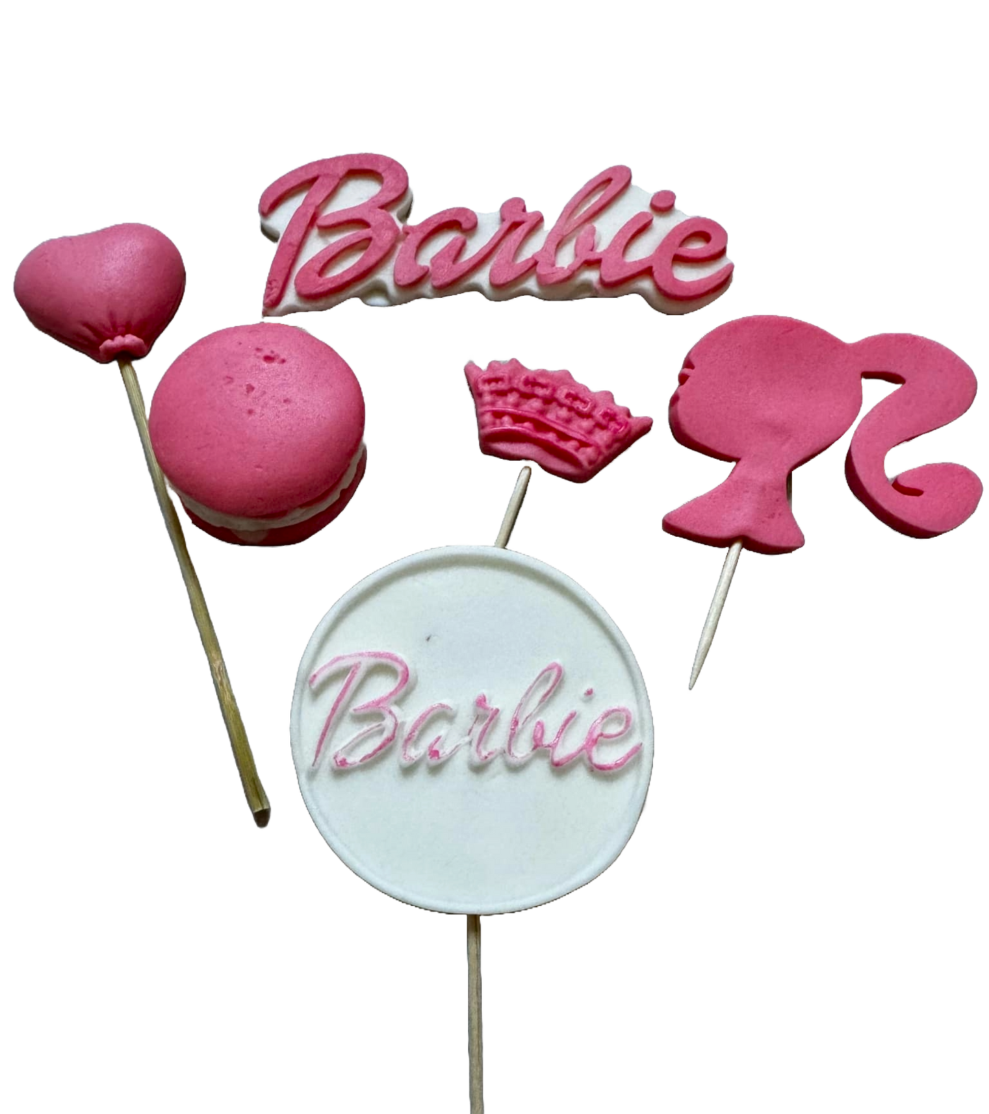 Set di 6 decorazioni in zucchero commestibile, Barbie Decorazioni in Pasta di Zucchero Naty Shop