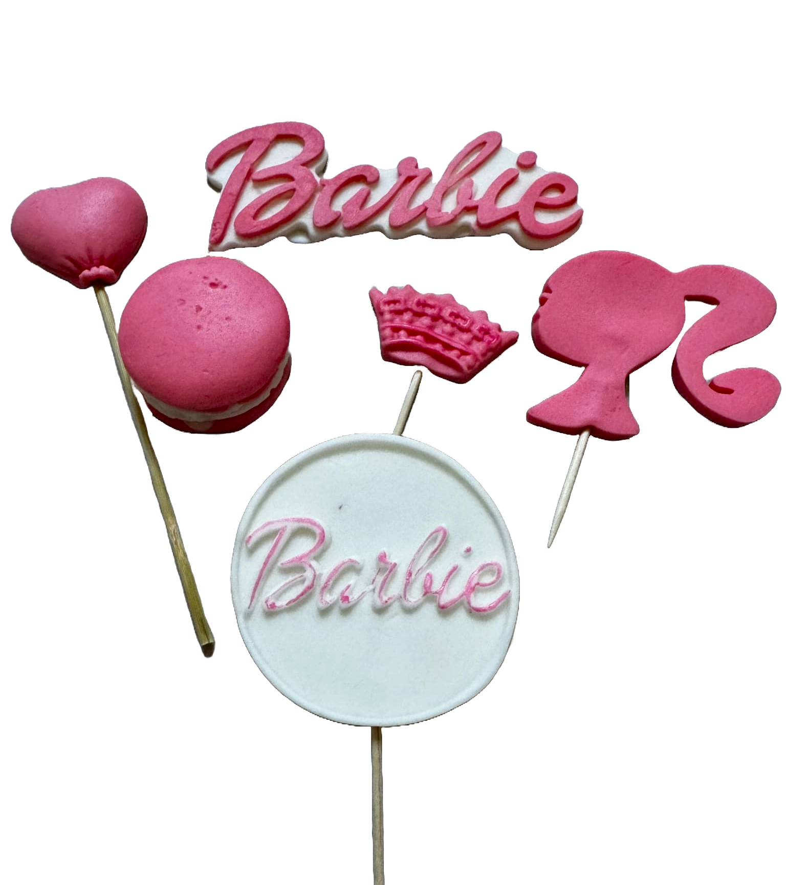 Set di 6 decorazioni in zucchero commestibile, Barbie Decorazioni in Pasta di Zucchero Naty Shop