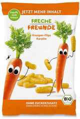 Patatine di frutta biologica "100% Fragola" Patatine di frutta alla fragola liofilizzata (12 x 12 g) e nuove frittelle croccanti di mais e carote biologiche, snack biologico, da 1 anno, (9 x 30 g) 270 g