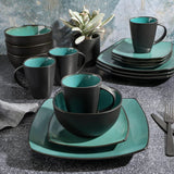 Gibson 99813.16R Elite Soho Lounge Reactive Glaze Set di stoviglie per 4 persone, 16 pezzi, effetto bicolore blu-verde/nero