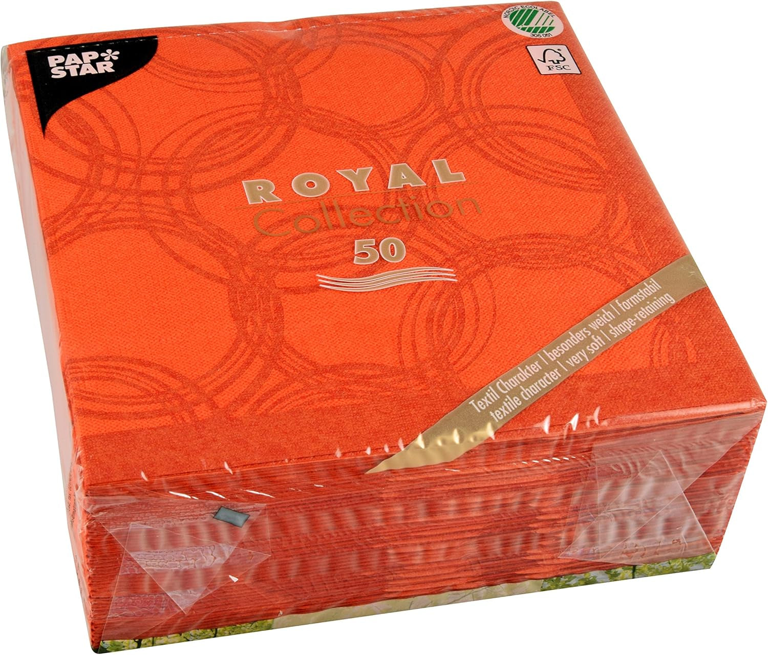 Papstar, 50 tovaglioli "ROYAL Collection" piega 1/4 40 Cm X 40 Cm Nettarine "Bubbles", #86494