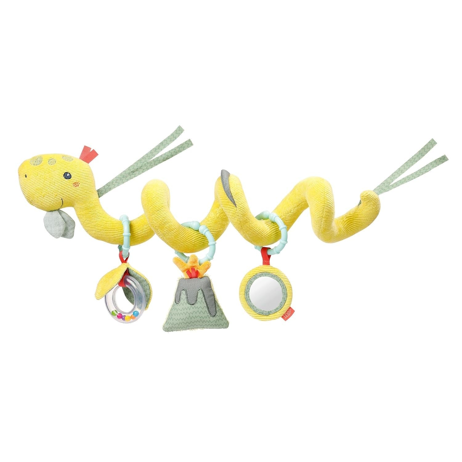 Fehn Activity Spiral Dino - giocattolo per passeggino spingi e tira - dinosauro per lettino, area giochi, carrozzina e seggiolino auto - giocattolo di attività motoria per neonati e bambini da 0+ mesi Bebe Naty Shop Dino Toys