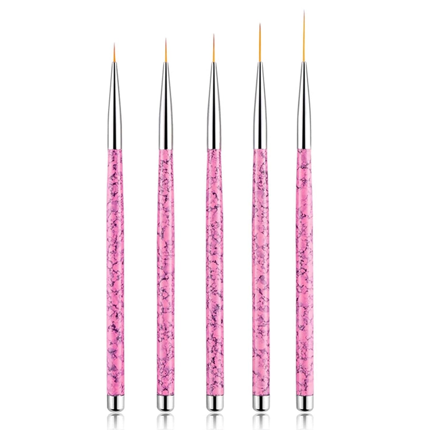 Sularpek Nail Art Liner Pinsel, 5 Stück Profi Detail Fine Nails Pennello per unghie in gel, Nagel Pinsel Dünn Für Beauty Frauen Nagelstudio (5 Größen, Rosa)