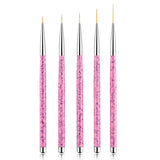 Sularpek Nail Art Liner Pinsel, 5 Stück Profi Detail Fine Nails Pennello per unghie in gel, Nagel Pinsel Dünn Für Beauty Frauen Nagelstudio (5 Größen, Rosa)