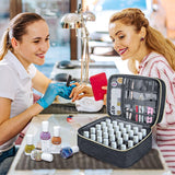 Tasche organizer per smalto per unghie, scatola portaoggetti per smalto per unghie doppia, borsa organizer per cosmetici per design cosmetico per 30 bottiglie di base Neonail (15 ml-0,5 fl.oz) e 1 lampada per unghie (nero)