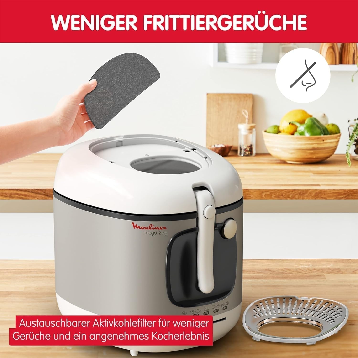Friggitrice AM4800 Mega 2Kg, friggitrice ad olio, filtro odori, 1800 W Elettrodomestici Naty Shop