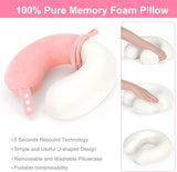 TALLGO Cuscino da Viaggio per Collo, Miglior Cuscino per Aereo in Memory Foam per Poggiatesta, Morbido Cuscino Regolabile per Aereo, Auto e Casa, Cuscini Ortopedici Cervicali Rosa Naty Shop