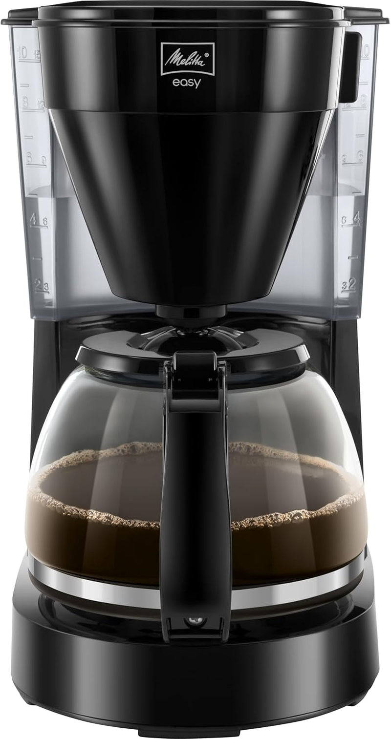 Melitta Easy – Macchina per caffè espresso con filtro e caraffa in vetro, fino a 10 tazze di caffè, nera