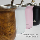 Set da tè Yerba Mate balibetov (tazza Mate) in acciaio inossidabile con bombilla (paglia) per mate, Set Yerba Mate facile da pulire e molto resistente (LEGNO)