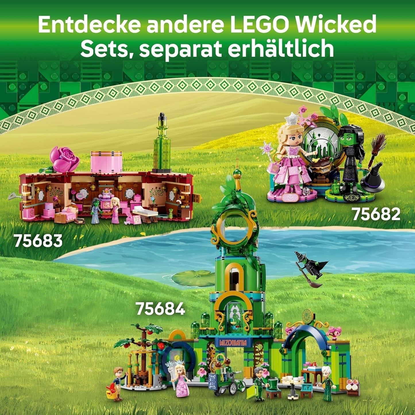 LEGO Wicked Benvenuto a Emerald City, giocattolo torre, mini bambole Glinda ed Elphaba, regalo per gli appassionati di cinema e per ragazze e ragazzi dai 9 anni che amano le case delle bambole 75684 Set da costruzione Besuche den LEGO-Store