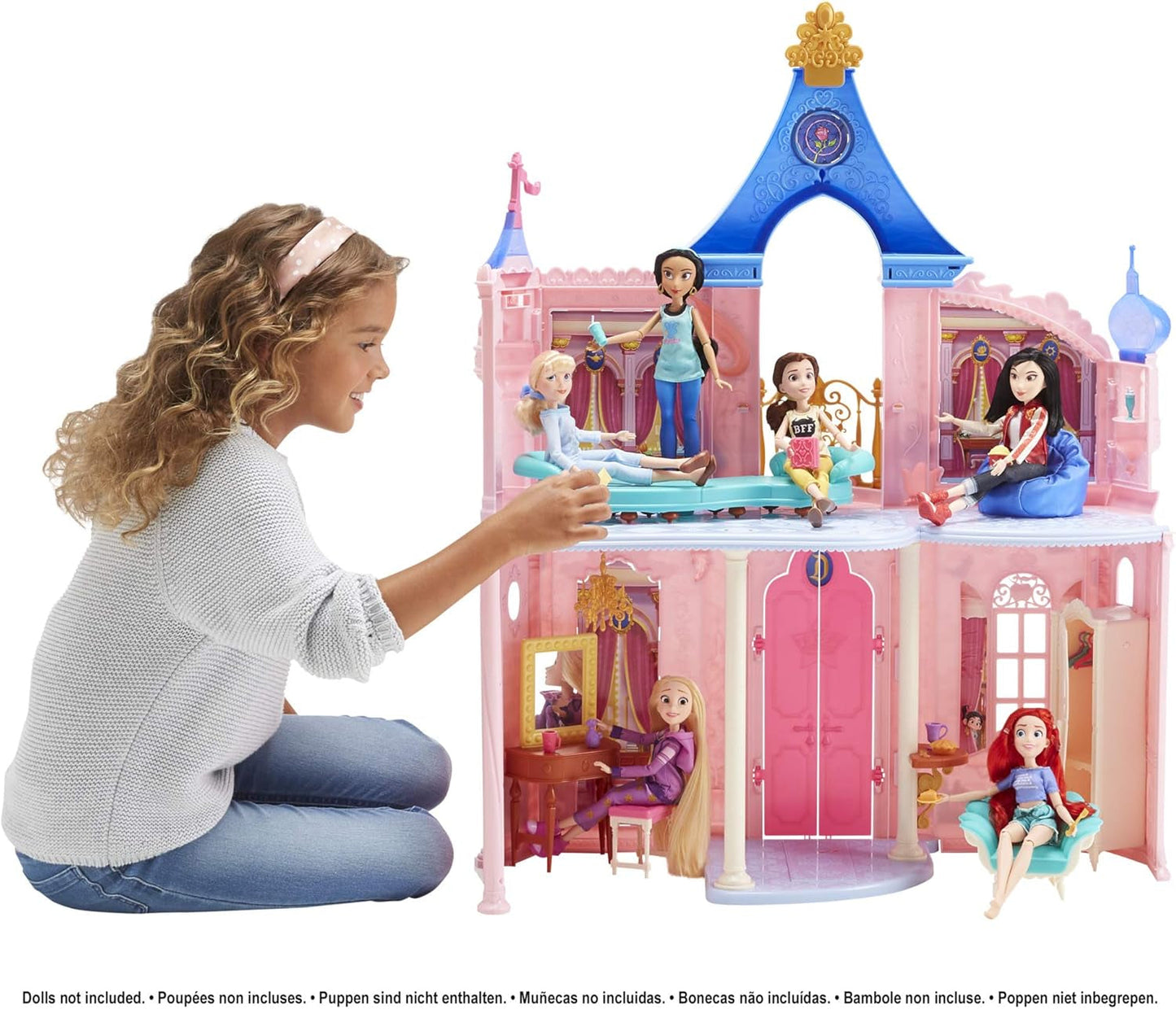 Disney Princess Castle Comfy Squad Casa delle bambole con 6 mobili e 16 accessori Giocattolo per bambine di 5 anni Case delle bambole Naty Shop