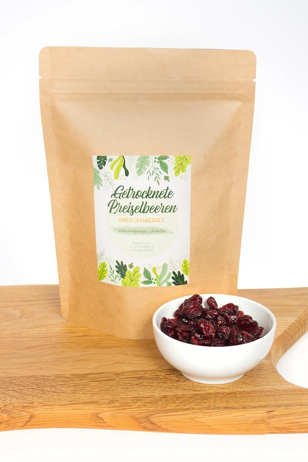 FOOD&WOOD® Mirtilli rossi secchi interi 500g | Mirtilli rossi secchi | Qualità 1A | Naturalmente dolce | ideale come spuntino, nello yogurt o da cuocere al forno | senza zuccheri aggiunti | Secco | non solforato. Prodotti disidratati Naty Shop