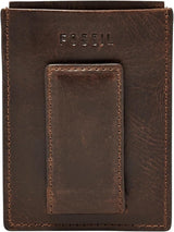Porta carte di credito magnetiche con blocco RFID in pelle Derrick da uomo Fossil Portafoglio da uomo Derrick Wallet Naty Shop