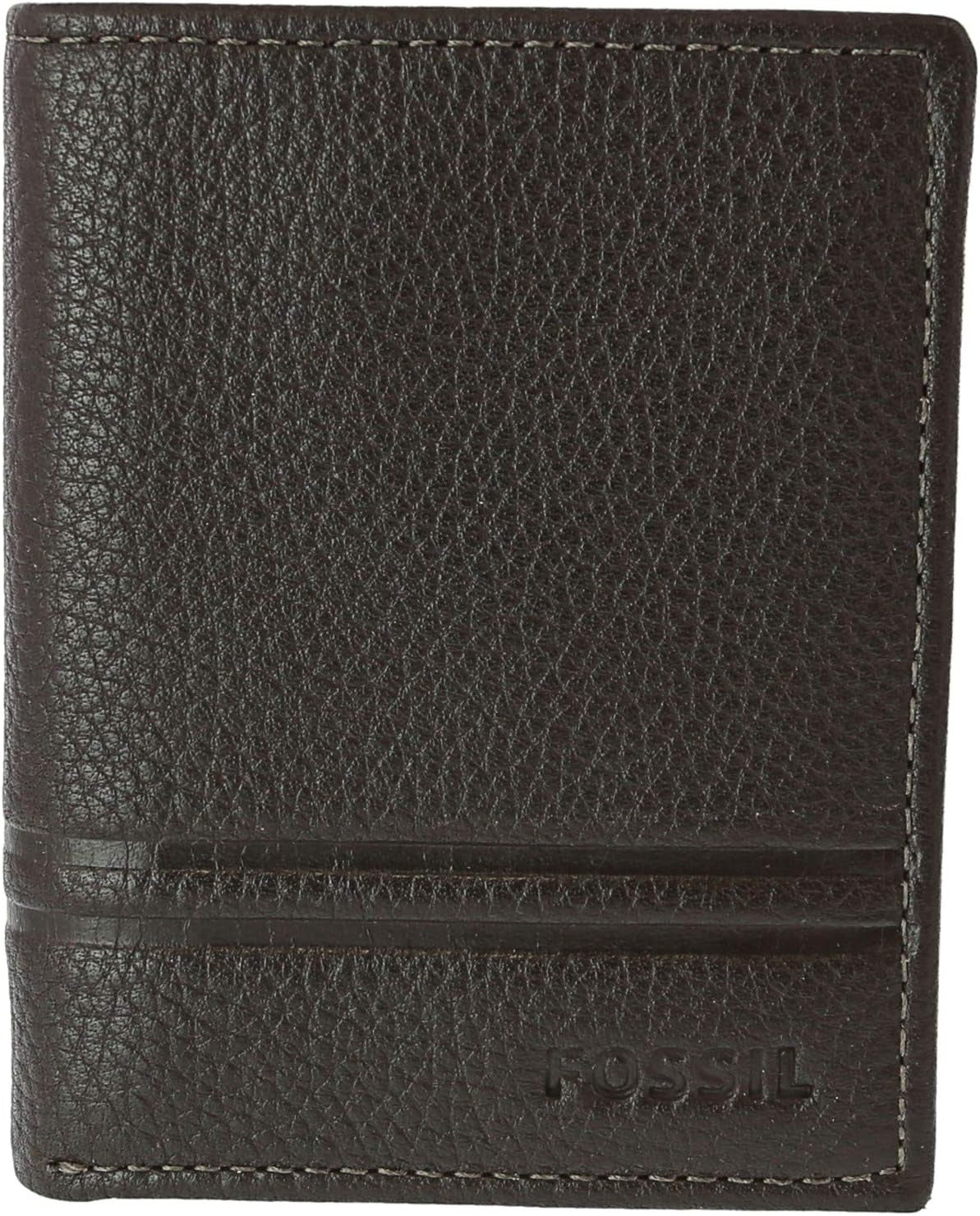 Fossil Uomo Wilder Accessori da viaggio a tre ante Portafoglio a tre ante Portafoglio da uomo Naty Shop Wild Marrone scuro Taglia unica