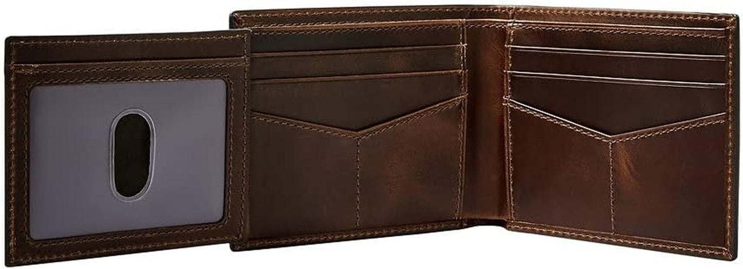 Portafoglio bi-fold da uomo Derrick da viaggio Fossil, Marrone scuro, 11,43 cm L x 1,6 P 9,22 A EU Portafoglio da uomo Naty Shop