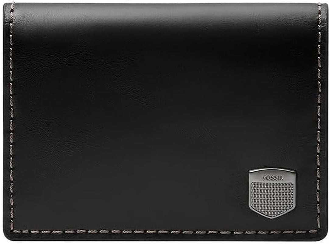 Fossil Porta carte di credito Hayes da uomo Bifold Portafoglio da uomo Naty Shop Nero opaco