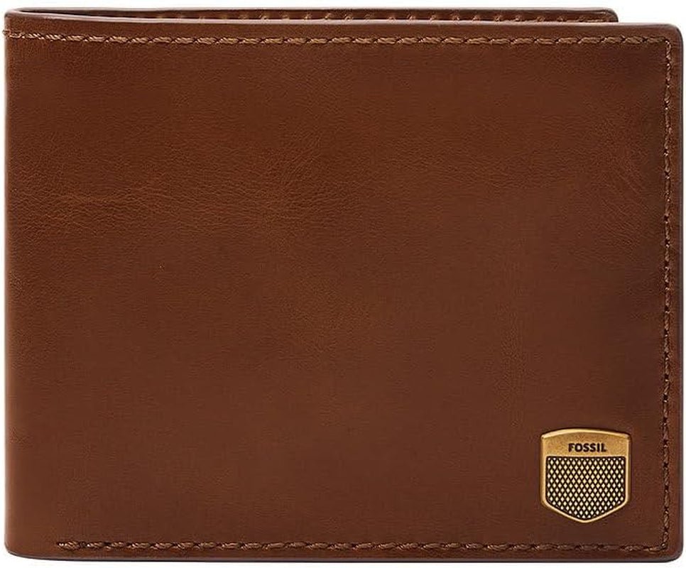 Fossil Porta carte di credito Hayes da uomo Bifold Portafoglio da uomo Naty Shop Peanut Brown