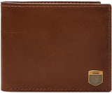 Fossil Porta carte di credito Hayes da uomo Bifold Portafoglio da uomo Naty Shop Peanut Brown