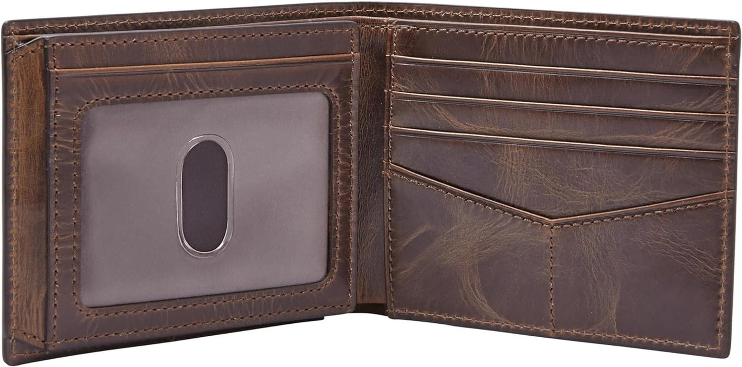 Fossil Portafoglio Flip Top da Uomo RFID Accessori da Viaggio Portafoglio Pieghevole Portafoglio da Uomo Naty Shop