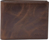 Portafoglio da uomo Fossil RFID Flip Top Accessori da viaggio Portafoglio pieghevole Naty Shop Portafoglio da uomo Marrone scuro Taglia unica