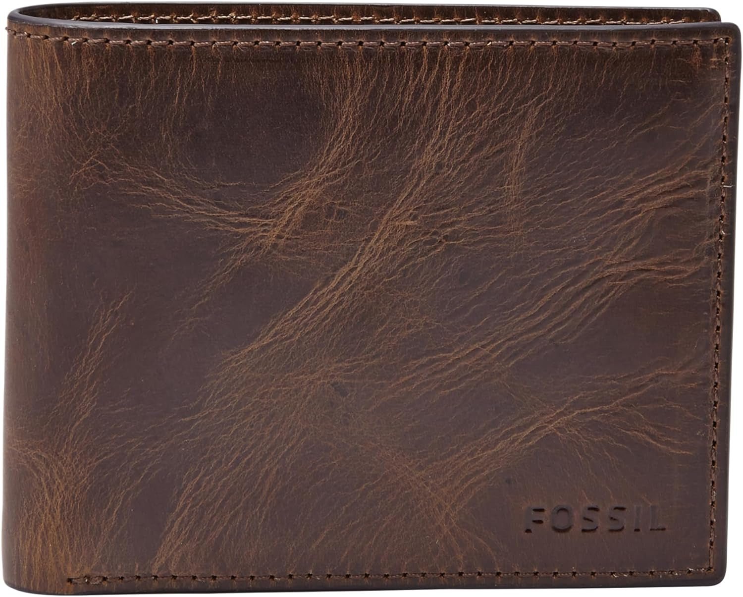 Portafoglio da uomo Fossil RFID Flip Top Accessori da viaggio Portafoglio pieghevole Naty Shop Portafoglio da uomo Marrone scuro Taglia unica